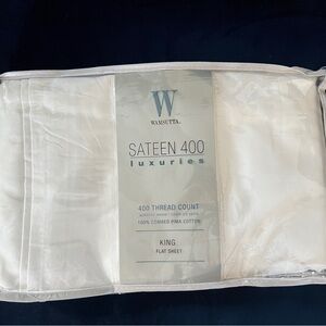 Wamsutta Sateen 400 Luxuries 400 thread count king flat Sheet in White ( new)